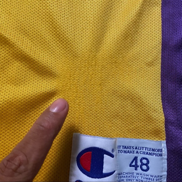 Vintage 90s Champion NBA Los Angeles Lakers Jersey 7 Isaiah Rider Size 48 Men XL - Picture 6 of 11